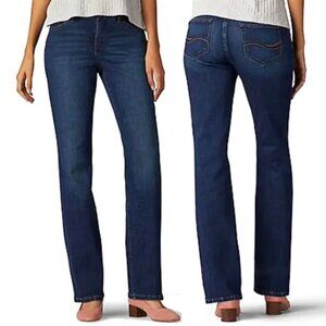 Lee Flex Motion Mid Rise Bootcut Jeans 12 Short 12S Dark Wash